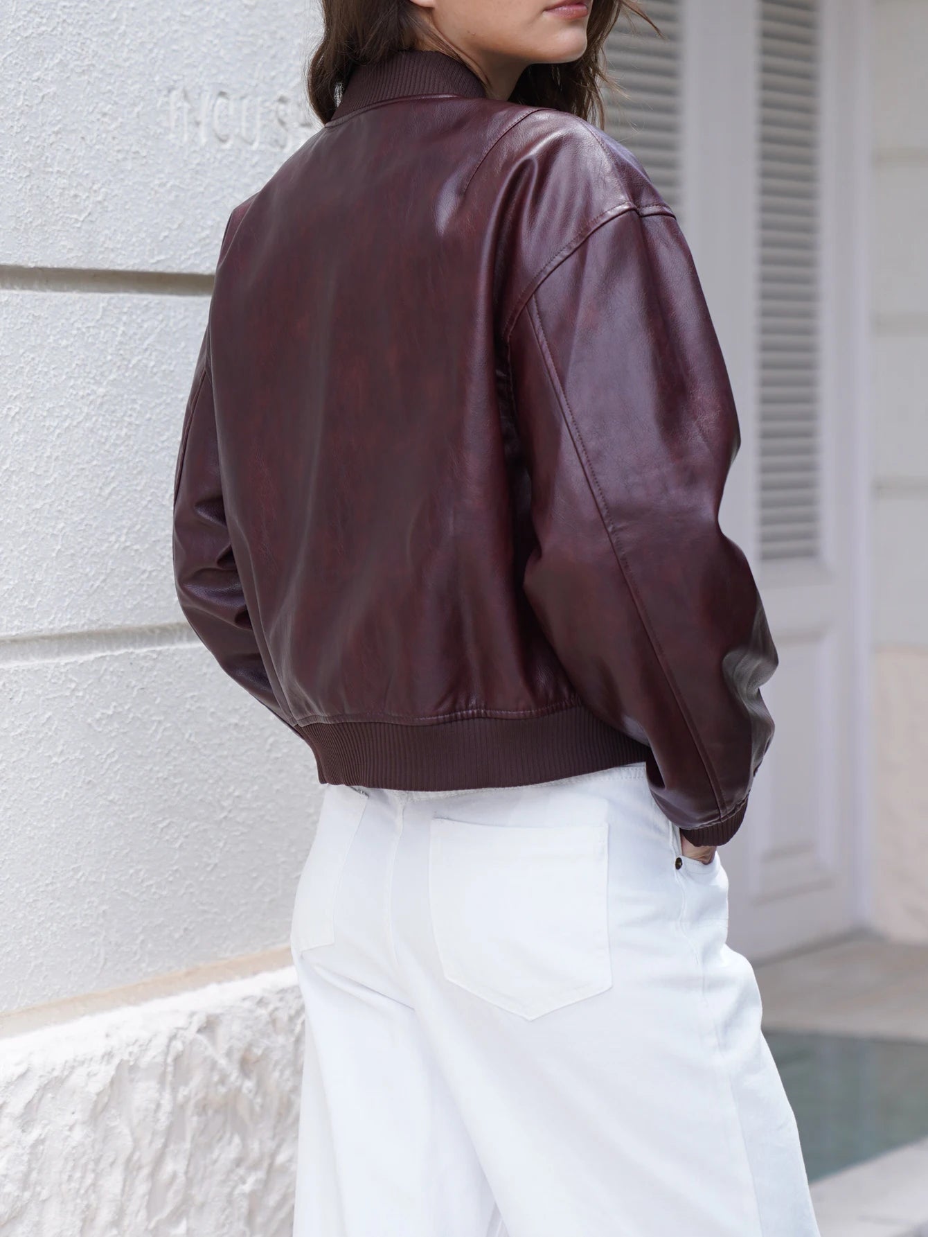 Stylish Autumn Pu Leather Bomber Jacket