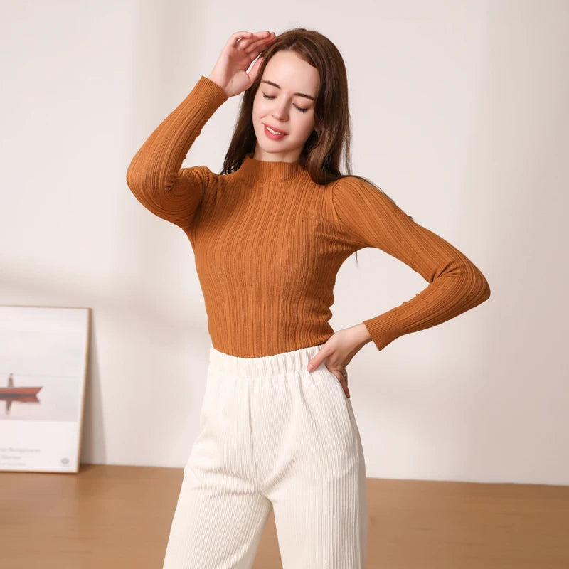 Cropped Long Sleeve Knit Pullover Top