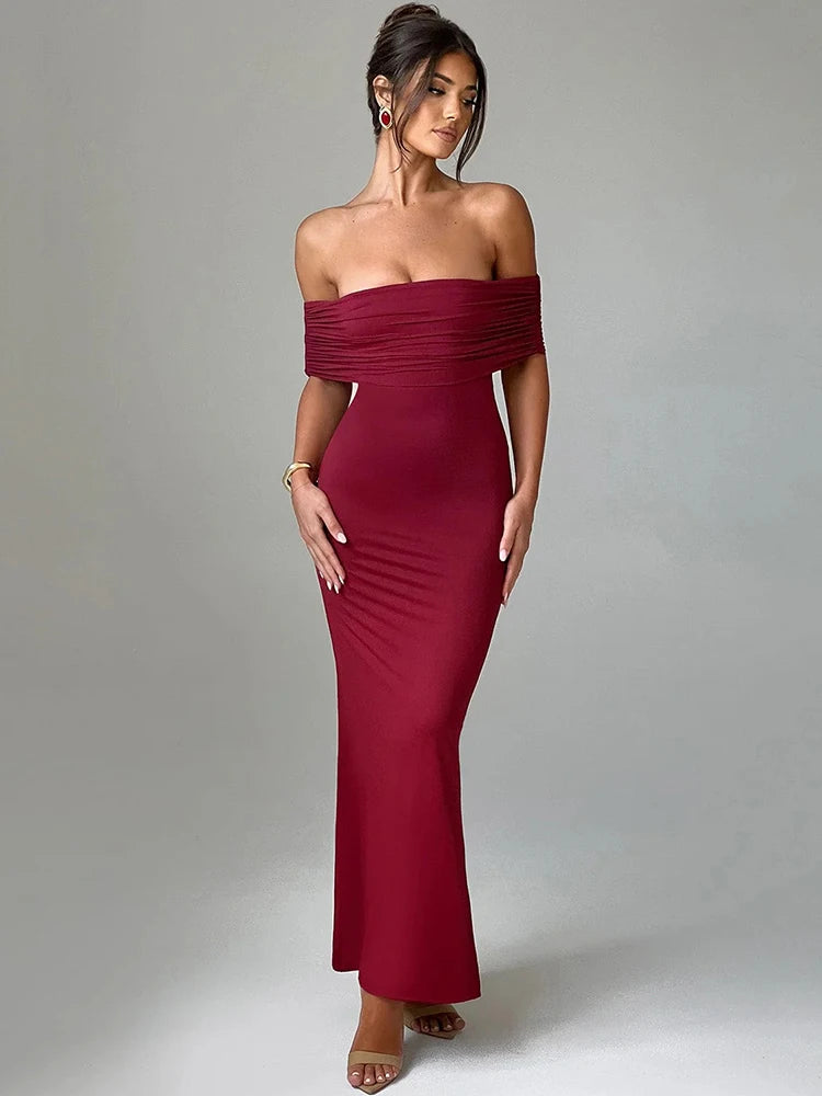 Strapless Backless Off-Shoulder Bodycon Maxi Dress