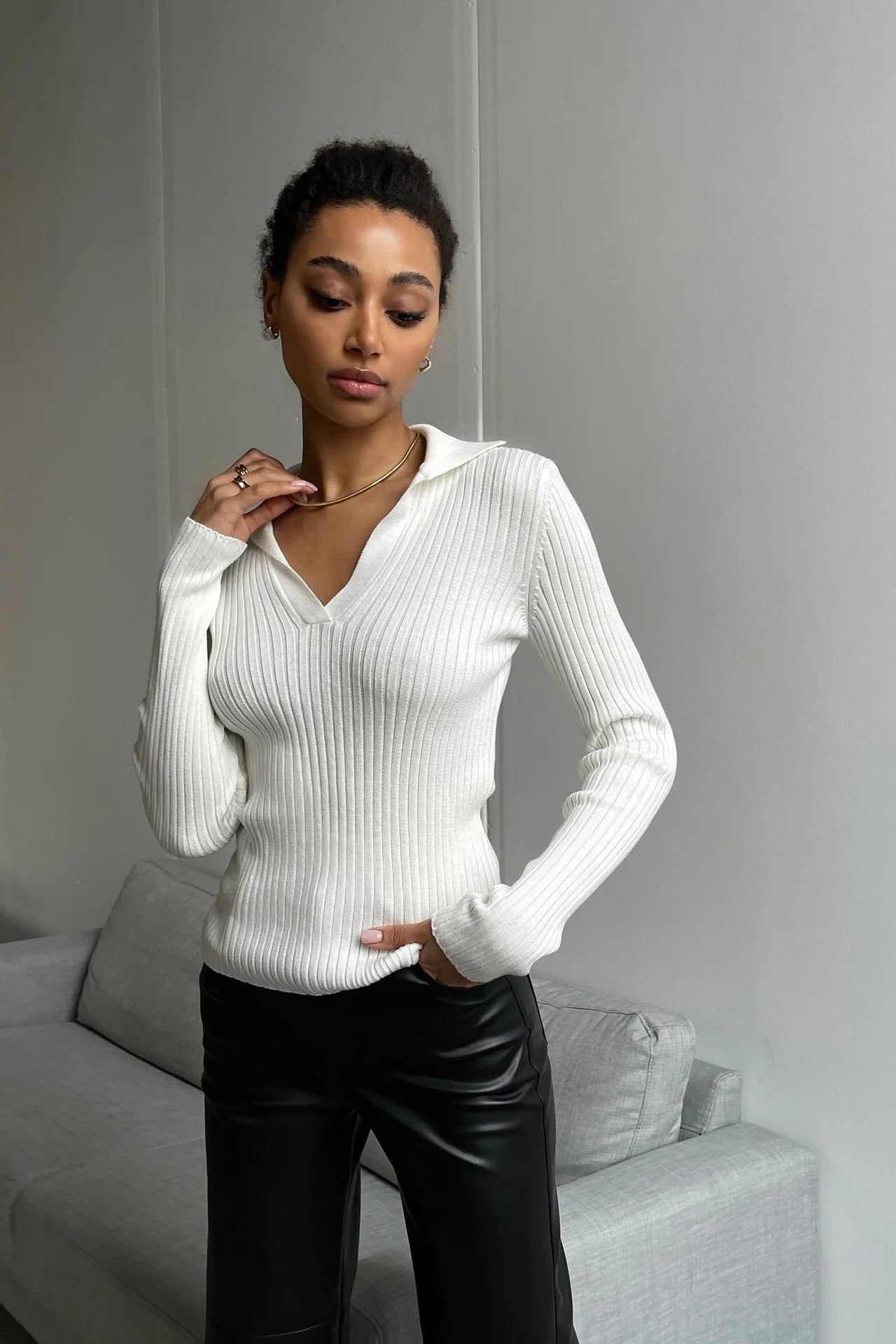 Women's Polo Neck Knit Jumper