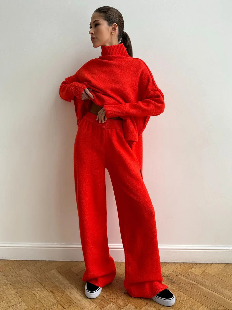 Turtleneck Sweater + Pants Set Loose Casual