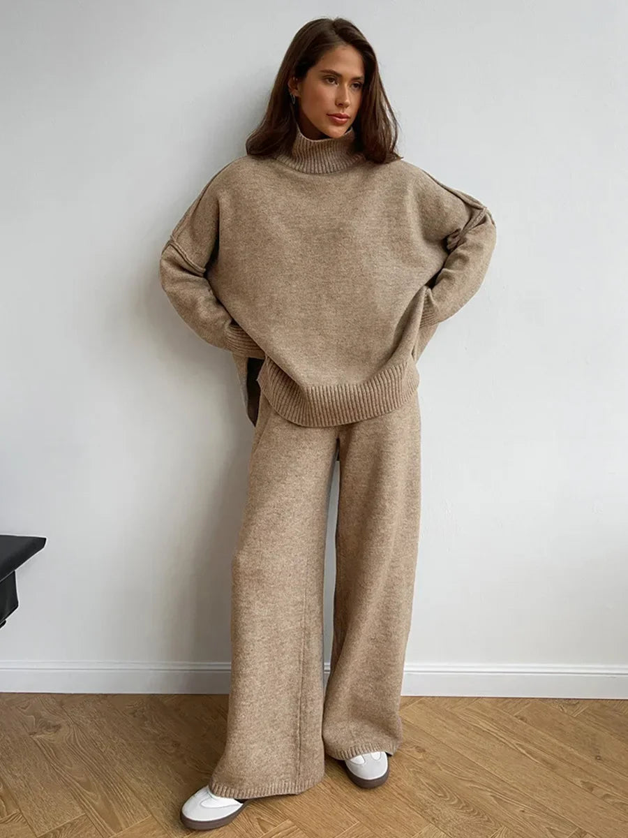 Turtleneck Sweater + Pants Set Loose Casual