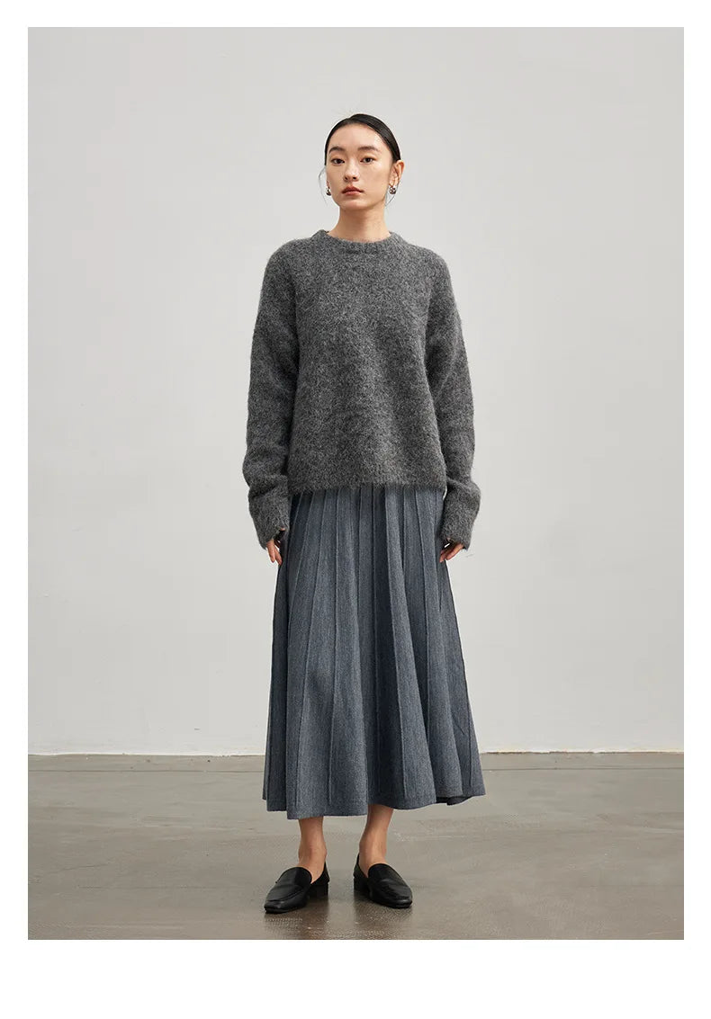 Warm Alpaca Pullover - Loose Fit with Dropped Sleeves