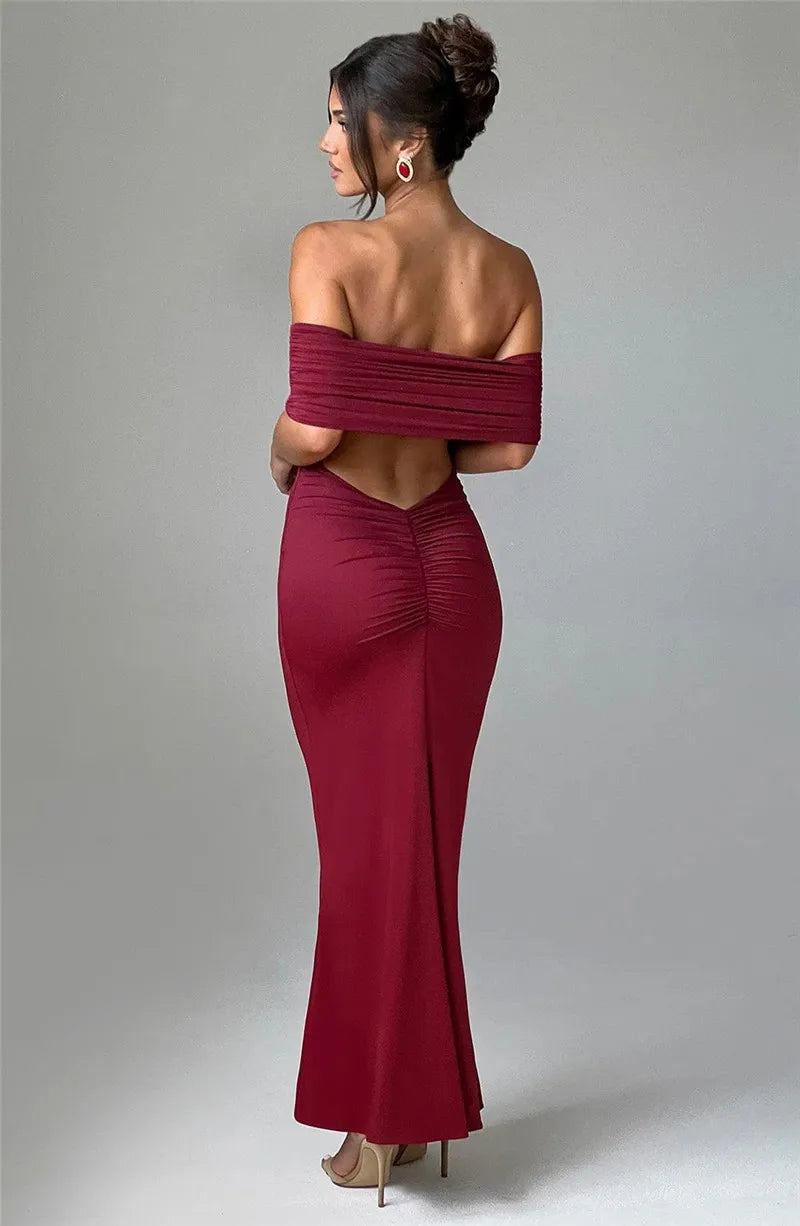 Strapless Backless Off-Shoulder Bodycon Maxi Dress