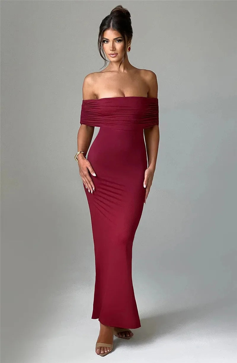 Strapless Backless Off-Shoulder Bodycon Maxi Dress