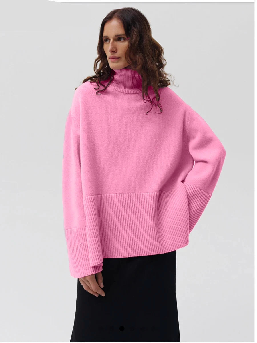 Chic Turtleneck Split Pullover