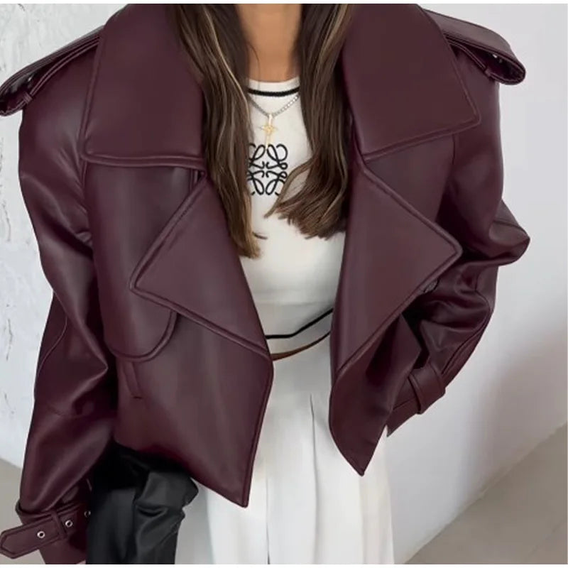 Vintage Burgundy Leather Jacket