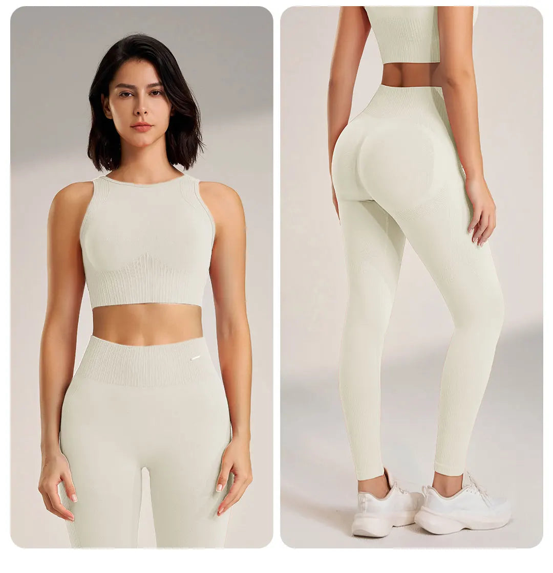 Seamless Yoga Set - High-Waisted Leggings & Top Two-Piece Fitness Outfit