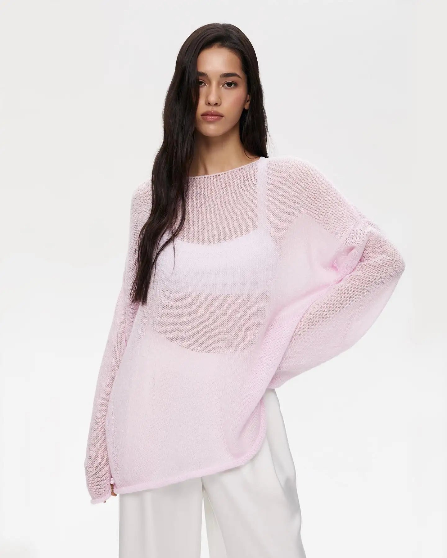 Knitted Hollow-Out See-Through Pullover