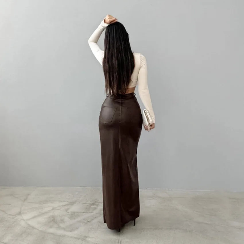 Leather High Waist Slim Skirt