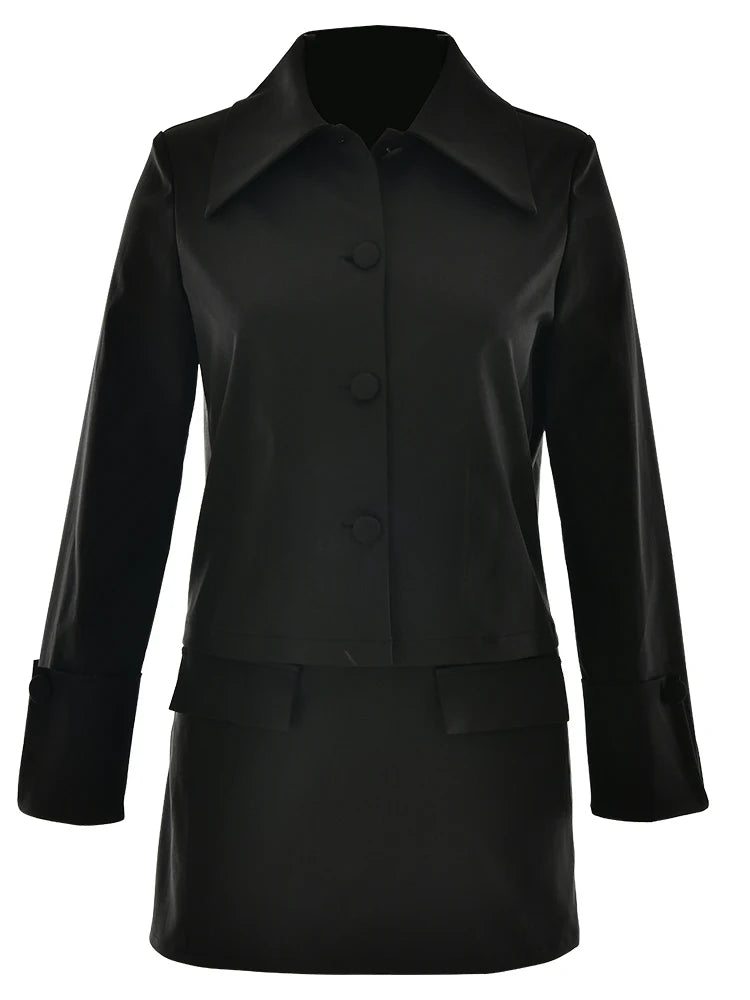 Turn-Down Collar Jacket & Mini Skirt Set