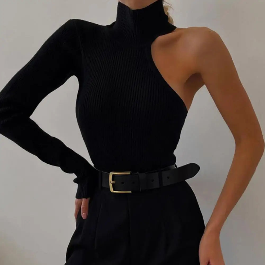 Elegant One Shoulder Knitted Bodysuit