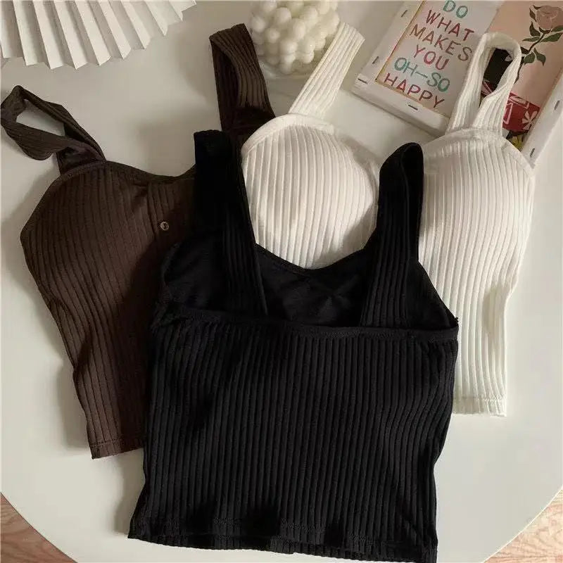 Sleeveless Cropped Knit Corset Camisole