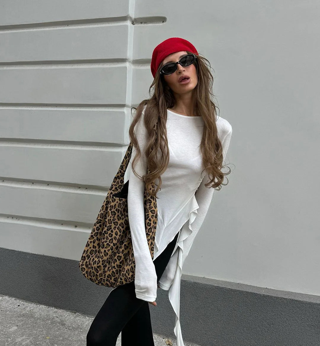 Tossy White Knit Slim T-shirt