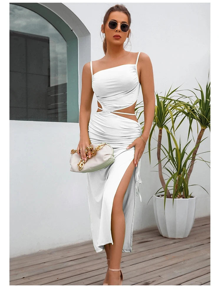 Spaghetti Strap Sleeveless Bodycon Midi Dress