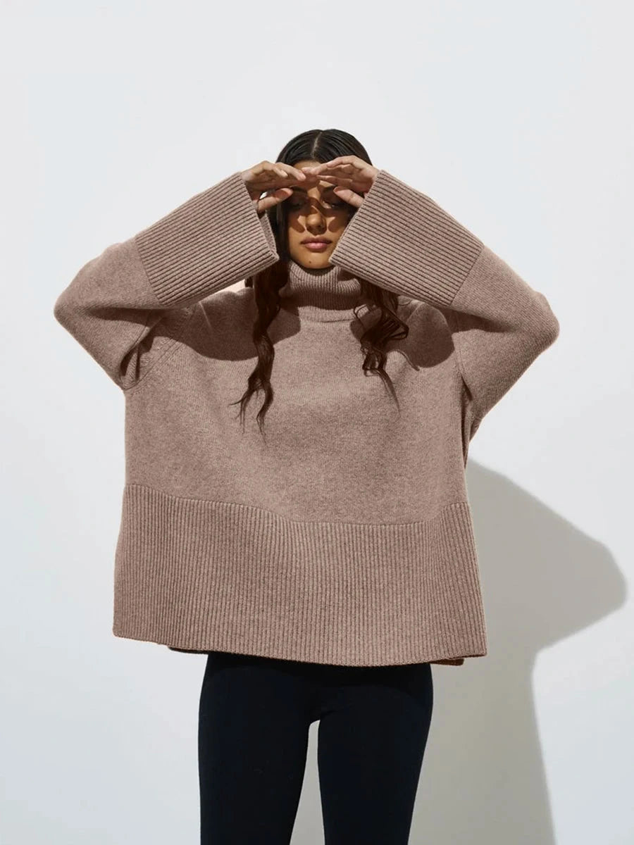 Chic Turtleneck Split Pullover