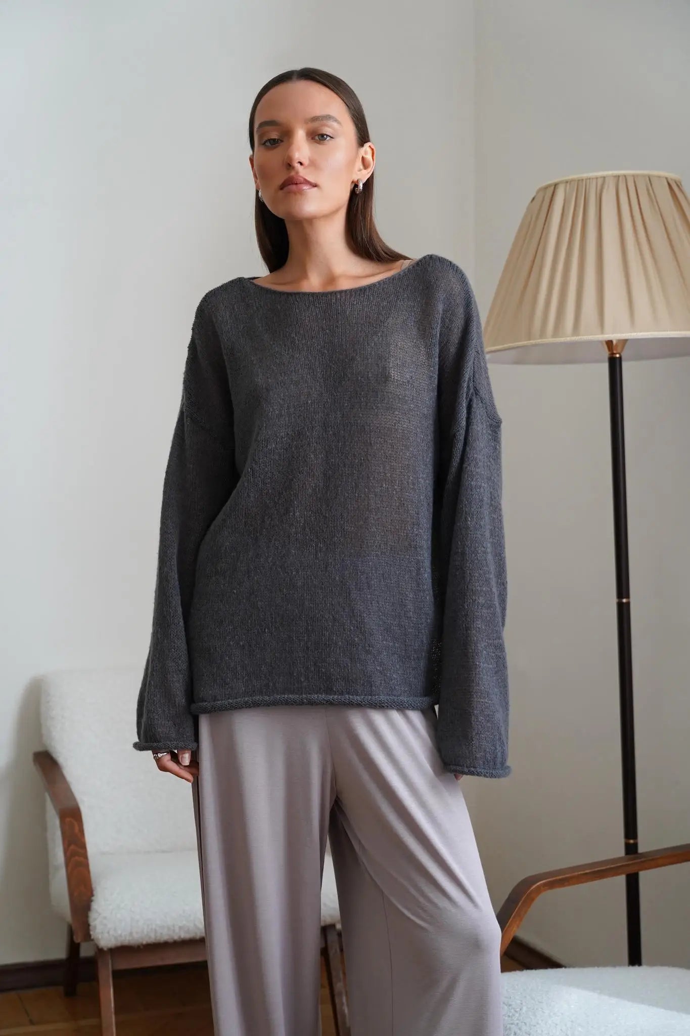 Knitted Hollow-Out See-Through Pullover