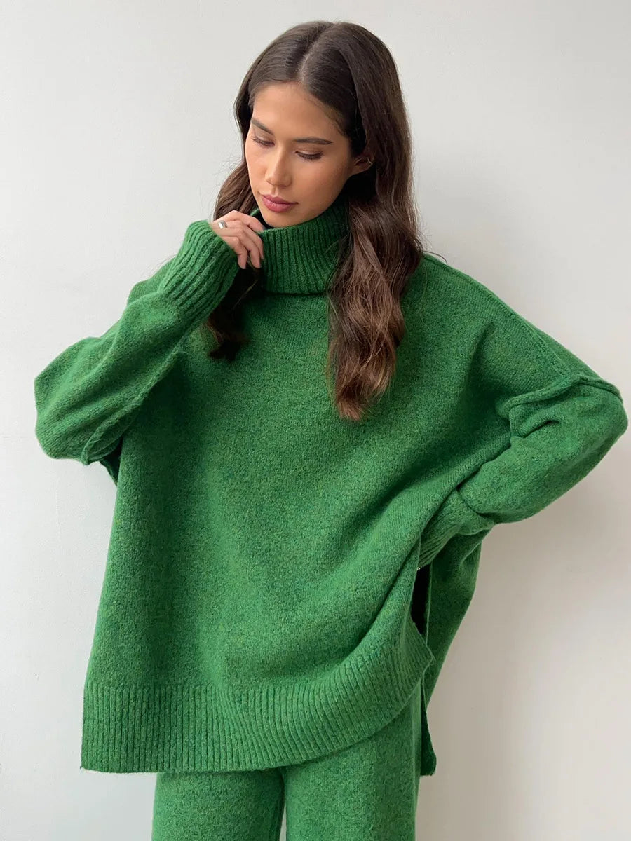 Turtleneck Sweater + Pants Set Loose Casual