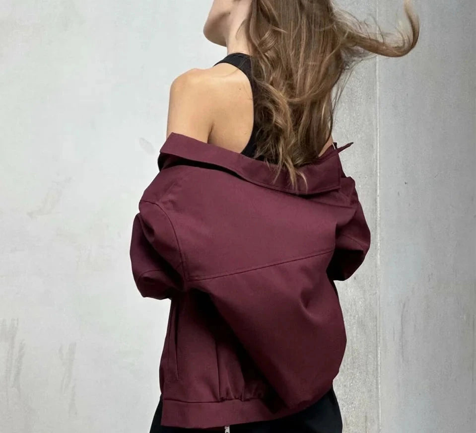 Vintage Burgundy Zip-Up Jacket