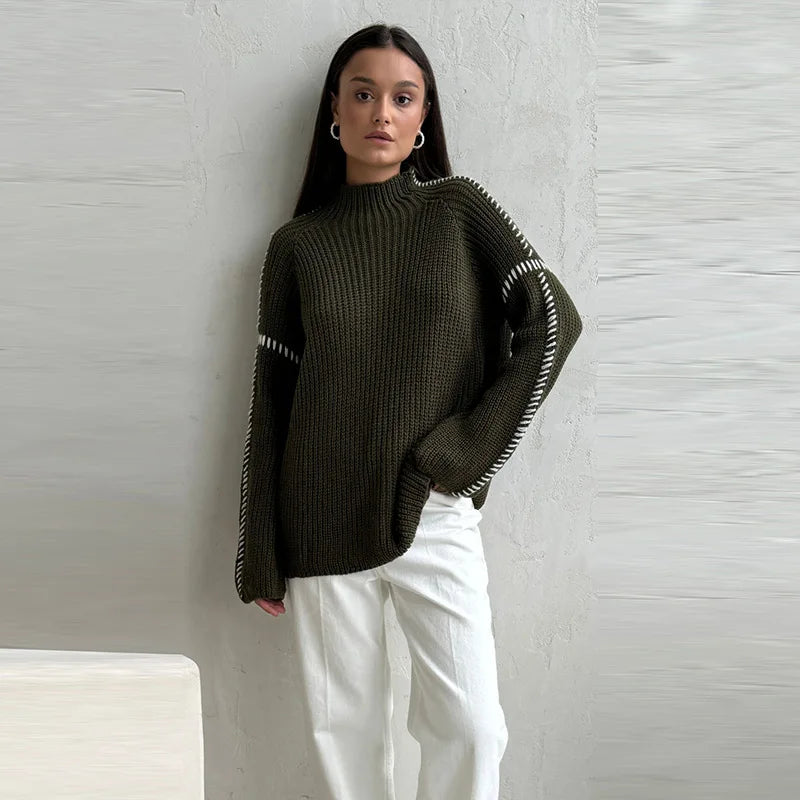 Cozy Contrast Knit Pullover