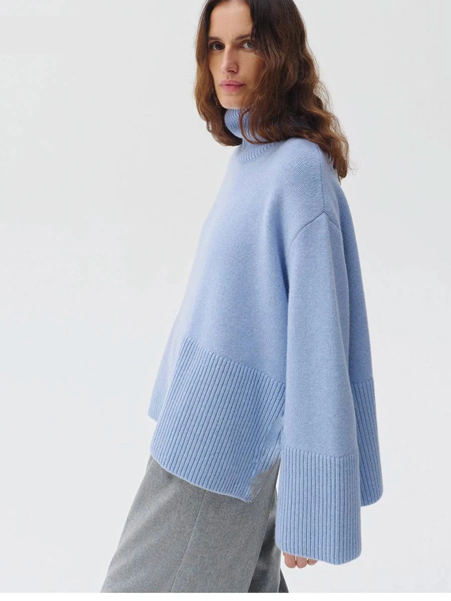 Chic Turtleneck Split Pullover