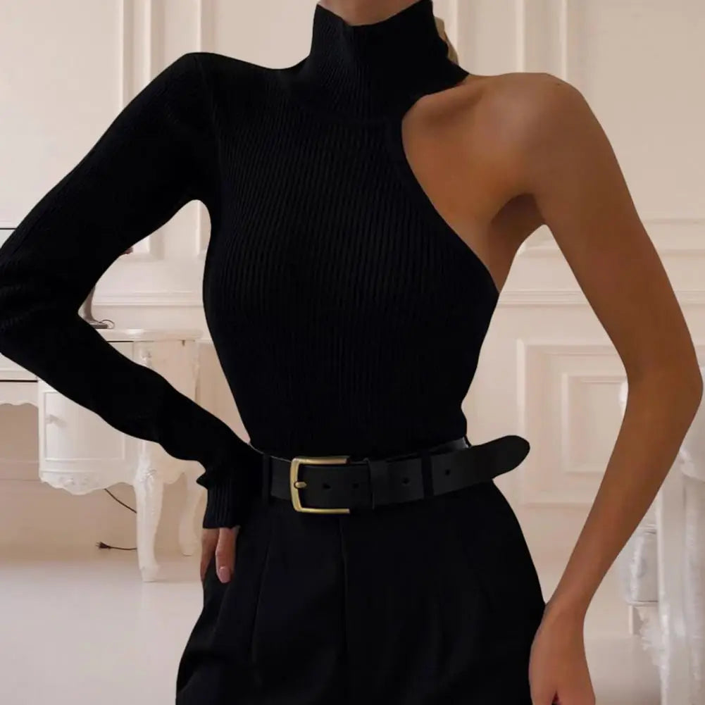 Elegant One Shoulder Knitted Bodysuit