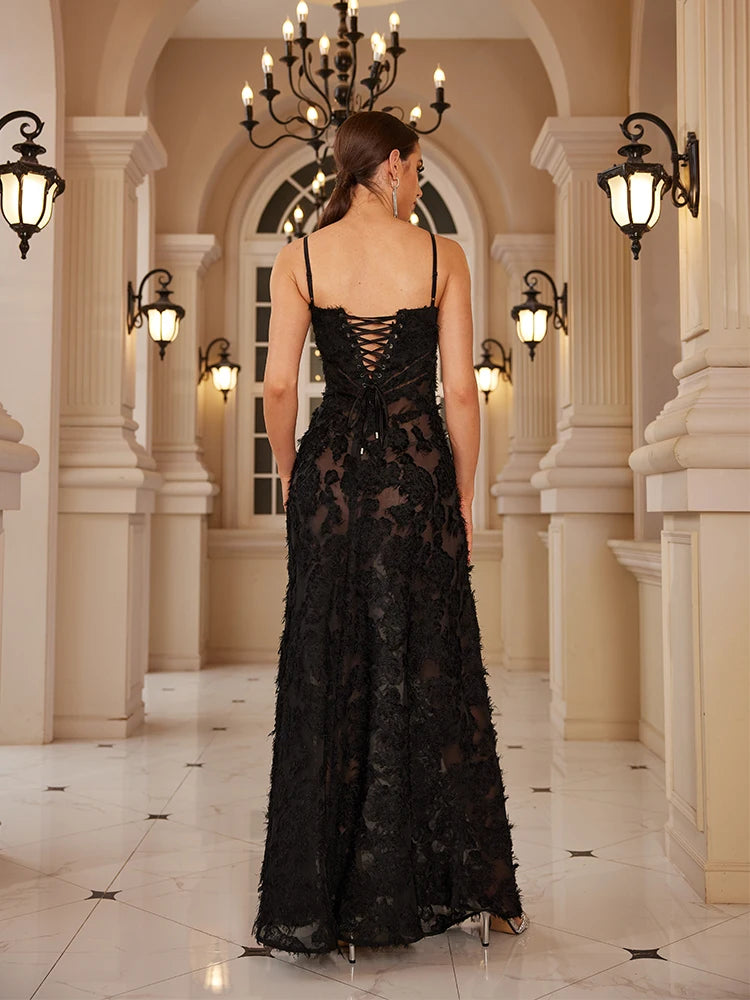 Formal Elegant Occasion Black Maxi Dress