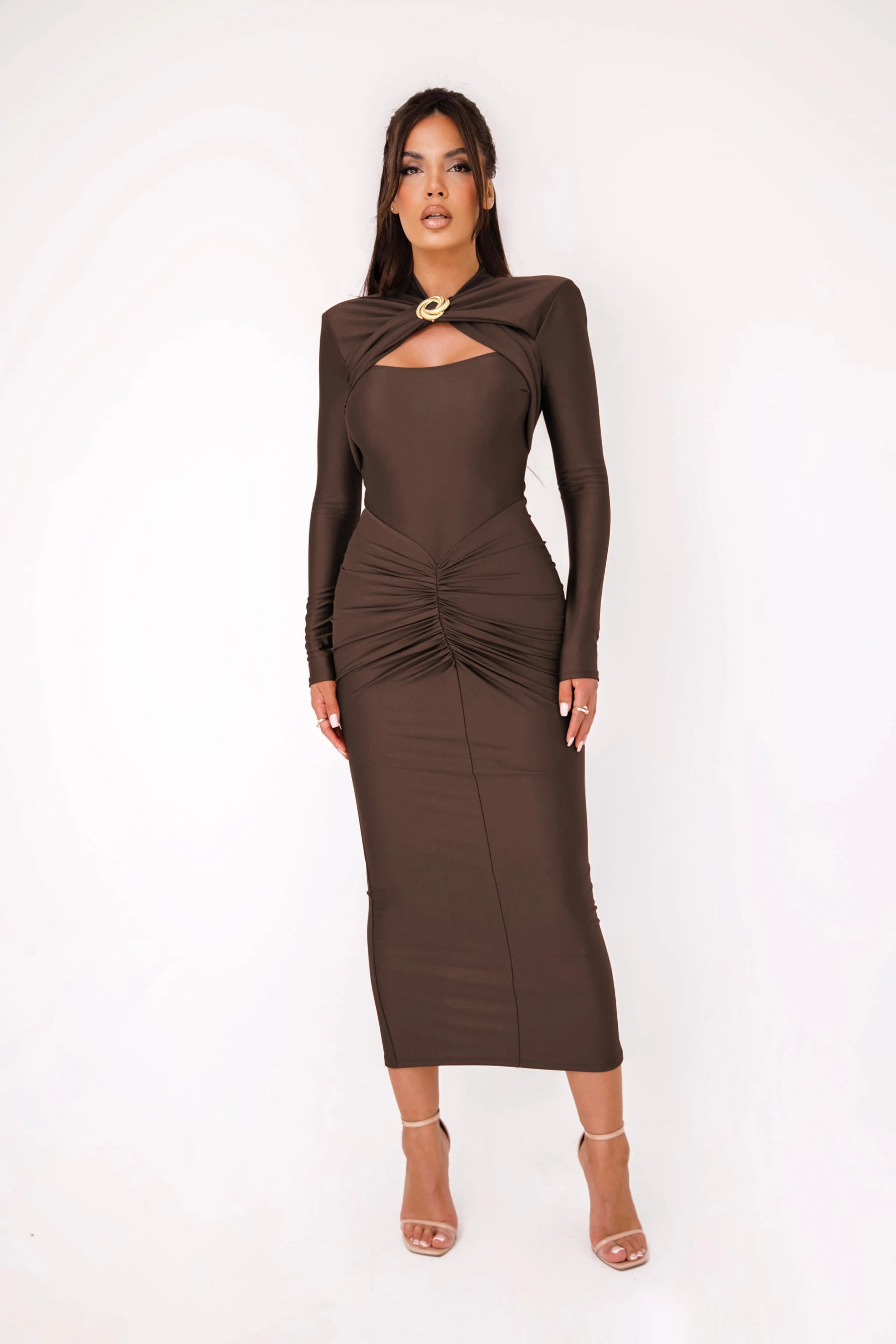 Elegant Long Sleeved Elastic Tight Dress