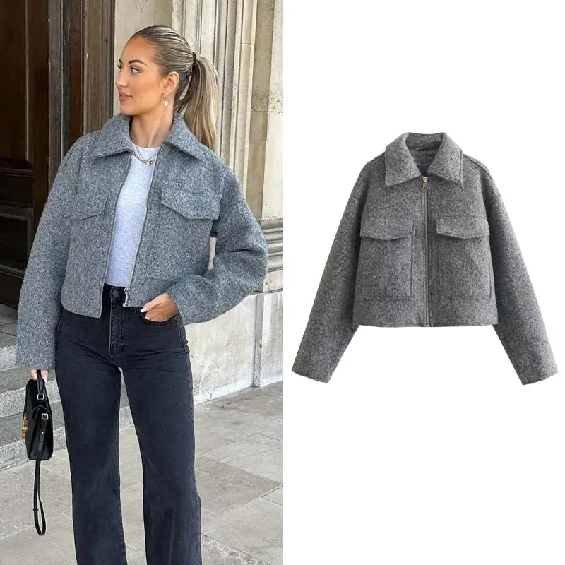 Cropped Tweed Zip Jacket