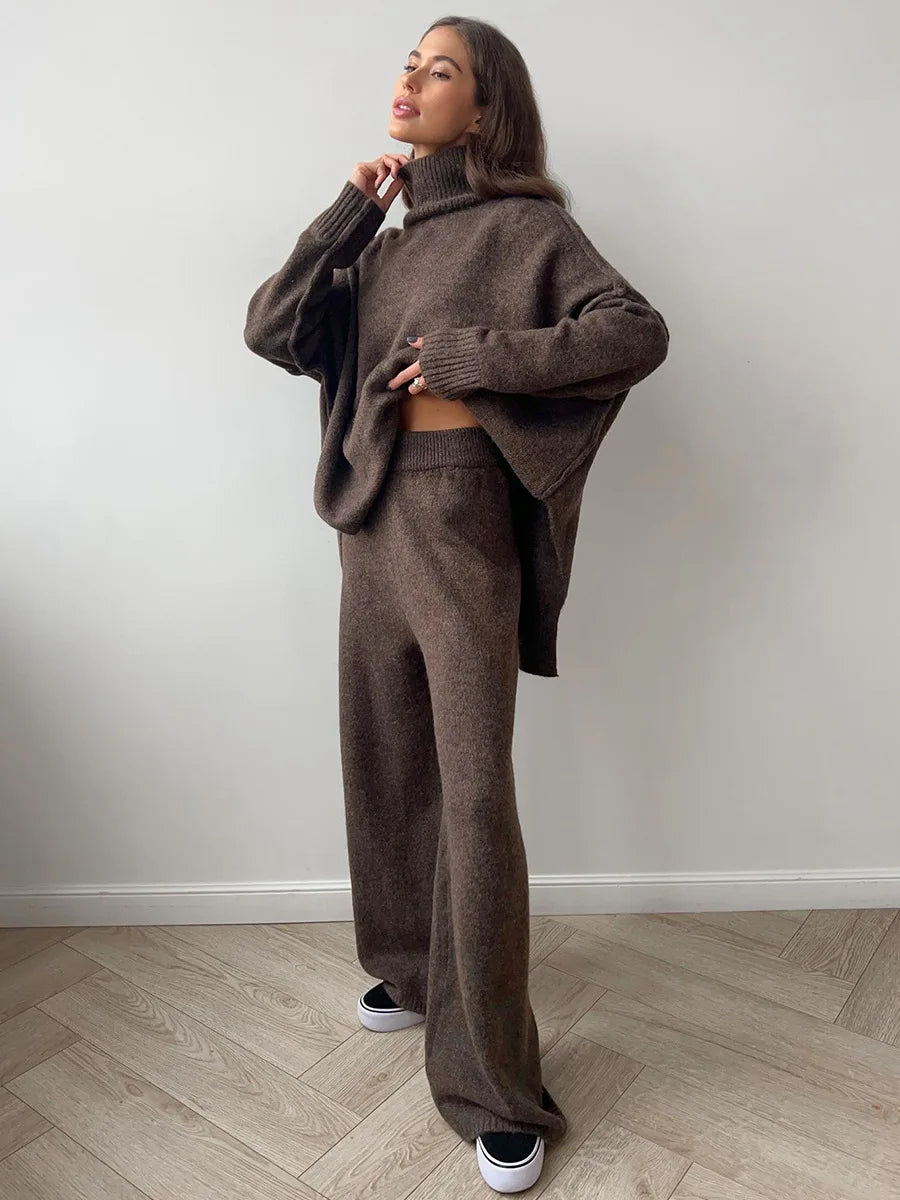 Turtleneck Sweater + Pants Set Loose Casual