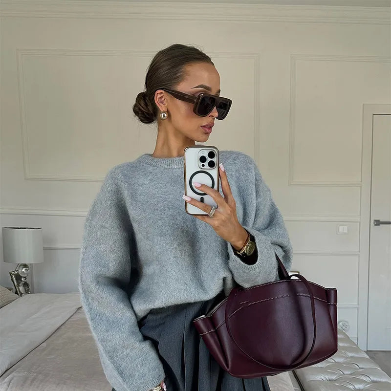 Cozy Chic: Classic Mohair Knit Sweater