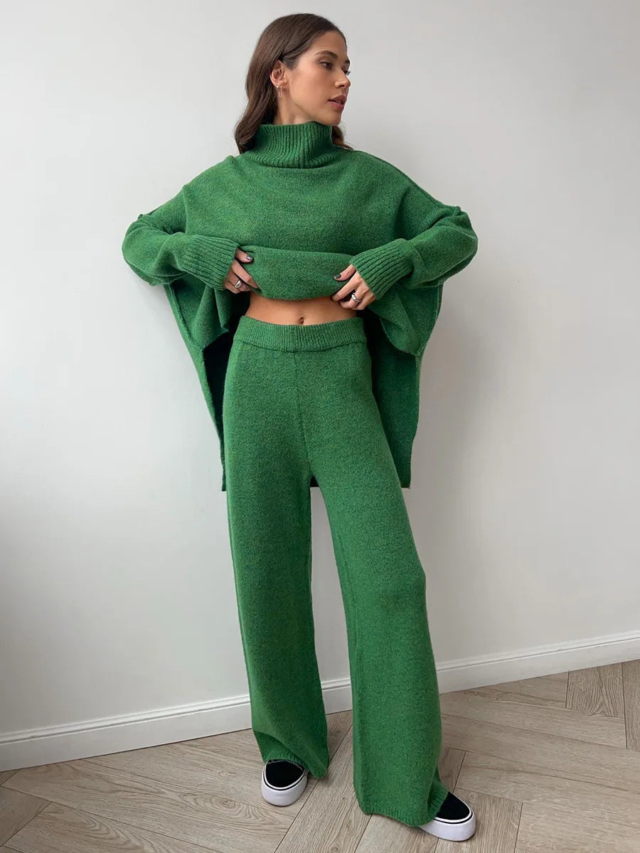 Turtleneck Sweater + Pants Set Loose Casual