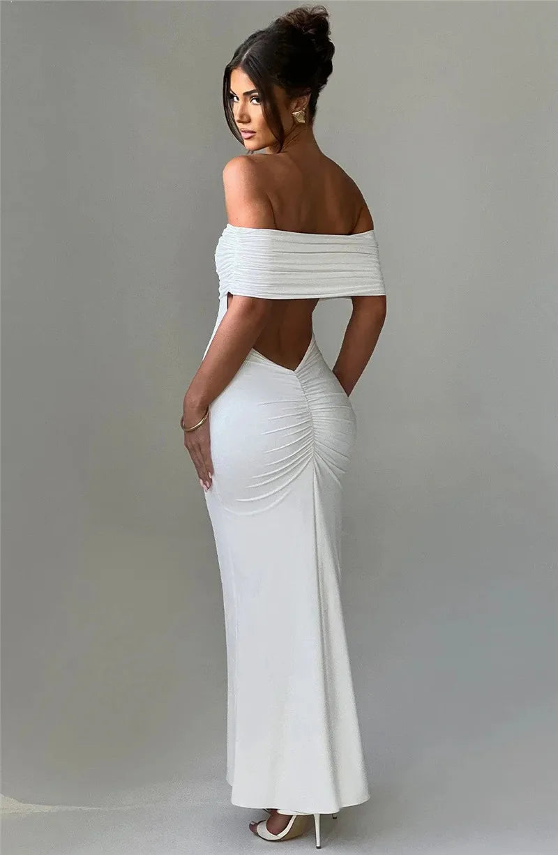 Strapless Backless Off-Shoulder Bodycon Maxi Dress