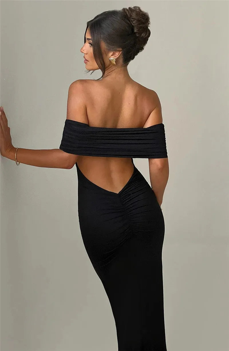 Strapless Backless Off-Shoulder Bodycon Maxi Dress