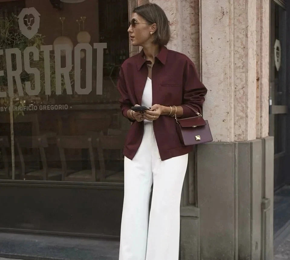 Vintage Burgundy Zip-Up Jacket