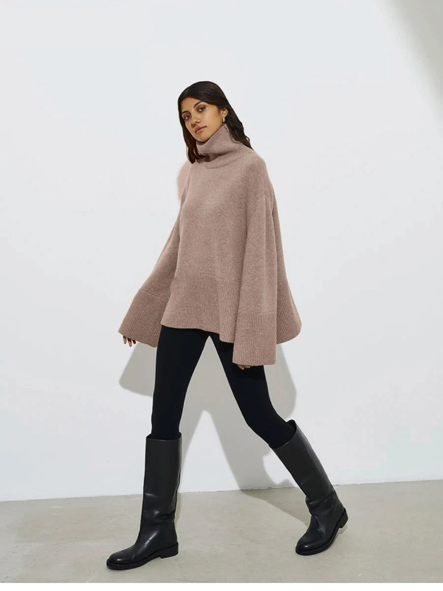 Chic Turtleneck Split Pullover