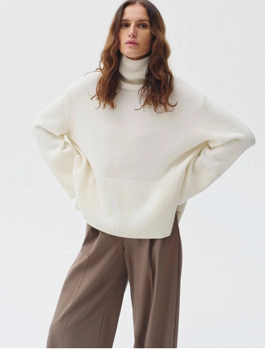 Chic Turtleneck Split Pullover