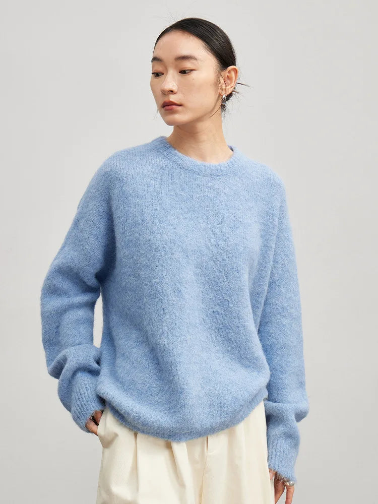 Warm Alpaca Pullover - Loose Fit with Dropped Sleeves