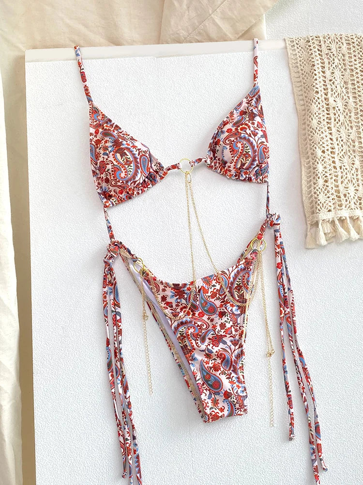 Push-Up Bikini Set - Printed Swimwear Beachwear