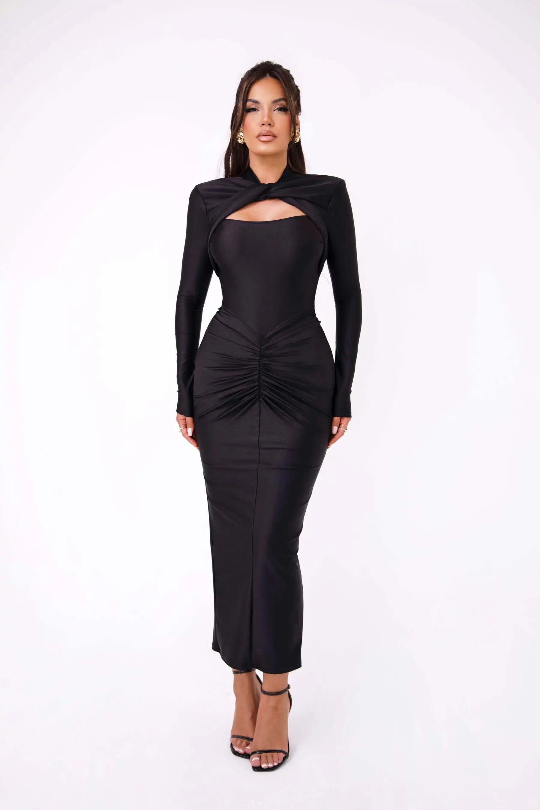 Elegant Long Sleeved Elastic Tight Dress