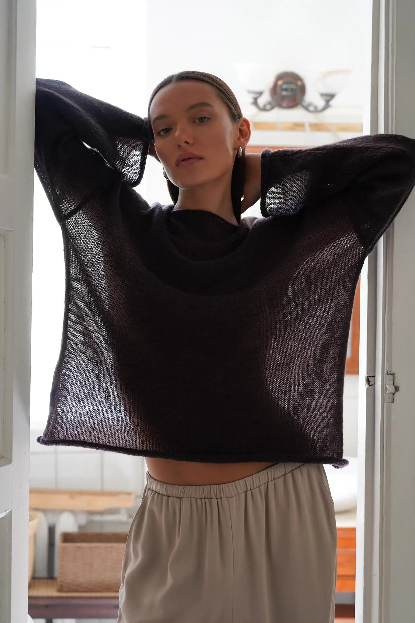 Knitted Hollow-Out See-Through Pullover