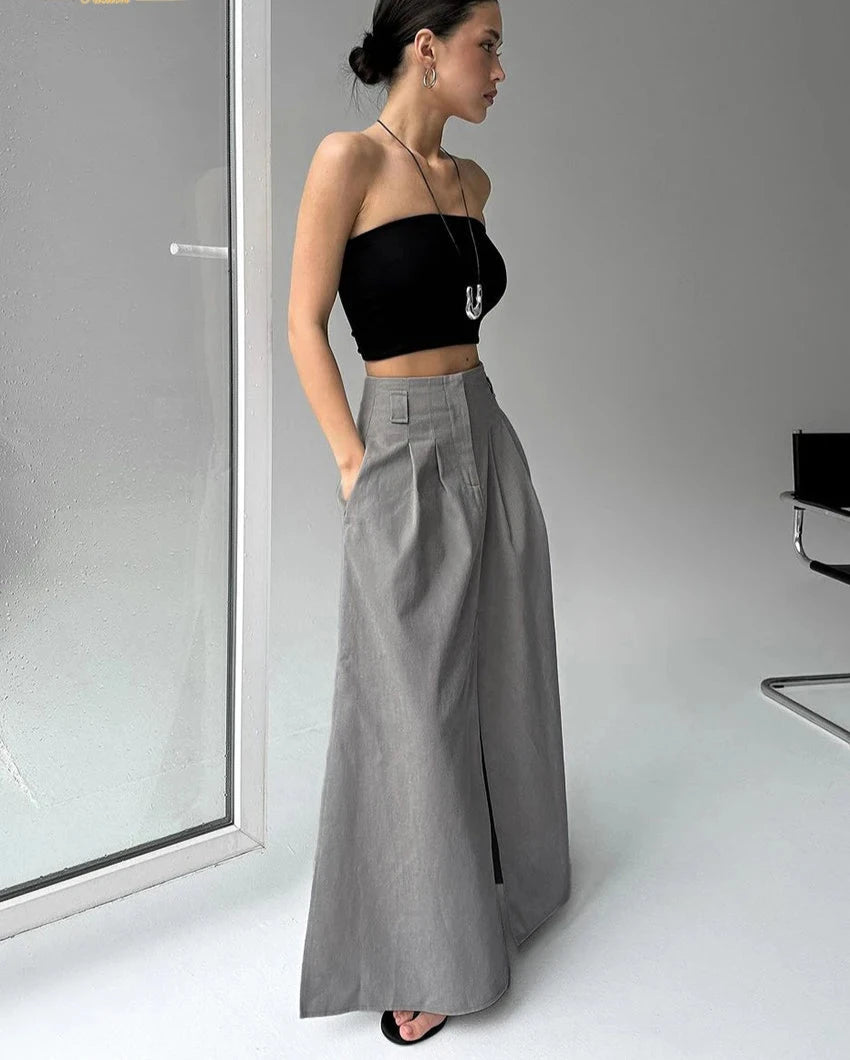 Elegant High Waist Ankle Length Skirt