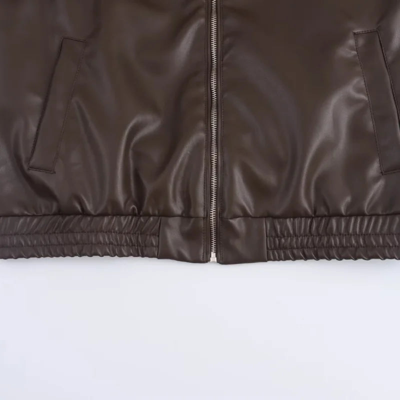 Brown Lapel Leather Jacket