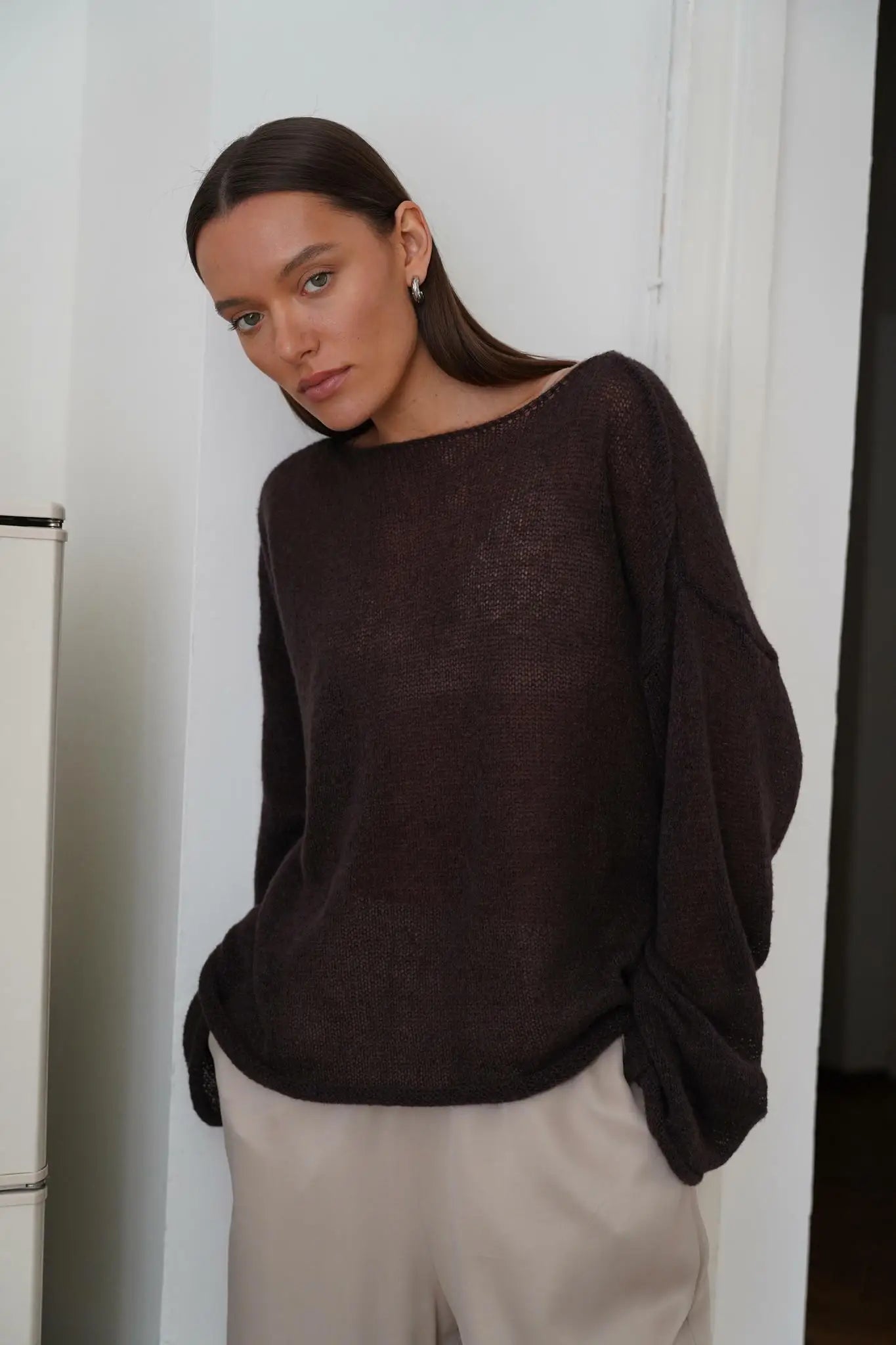 Knitted Hollow-Out See-Through Pullover