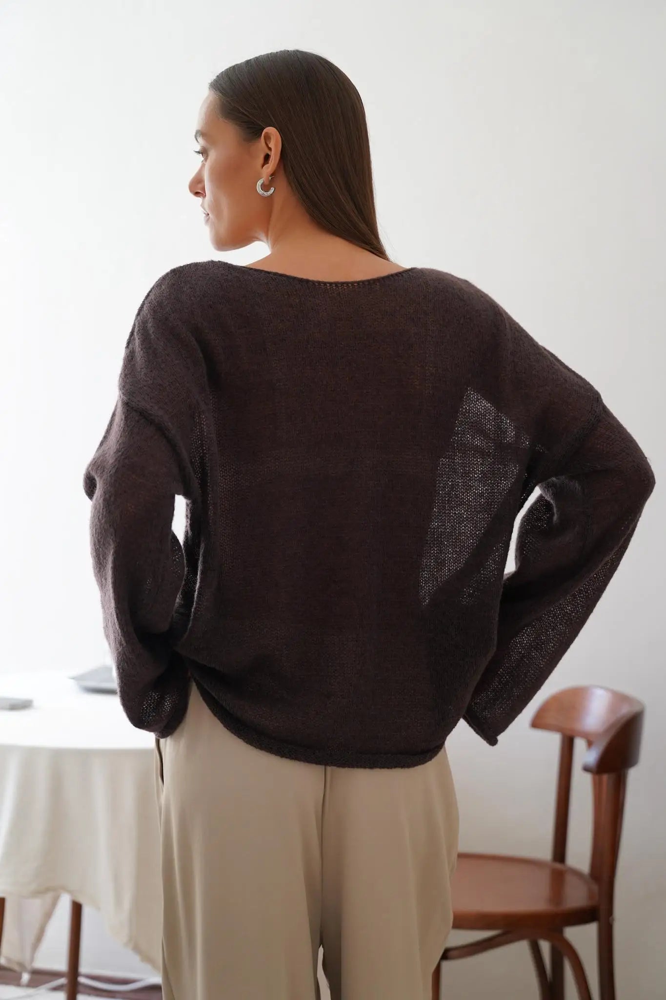 Knitted Hollow-Out See-Through Pullover