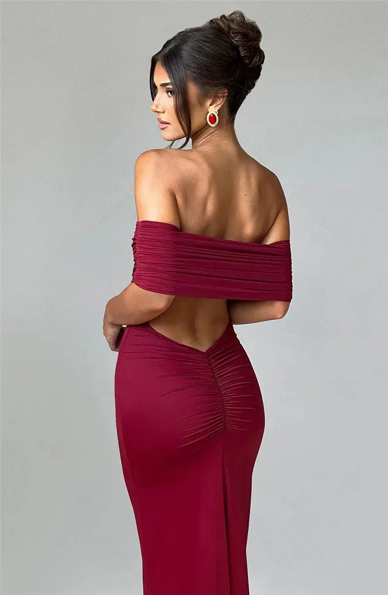 Strapless Backless Off-Shoulder Bodycon Maxi Dress