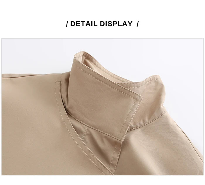 Solid Color Loose Waist-Tie Windbreaker Coat