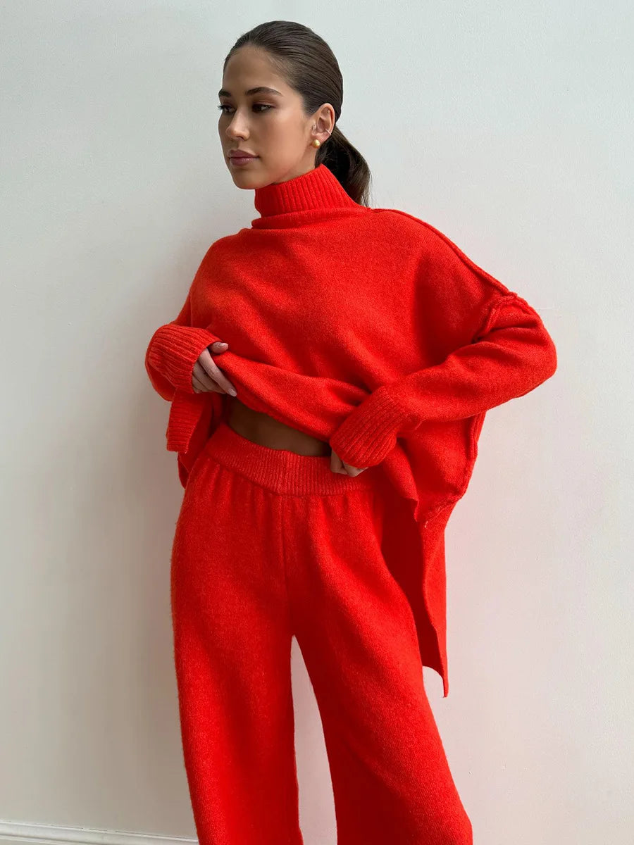 Turtleneck Sweater + Pants Set Loose Casual