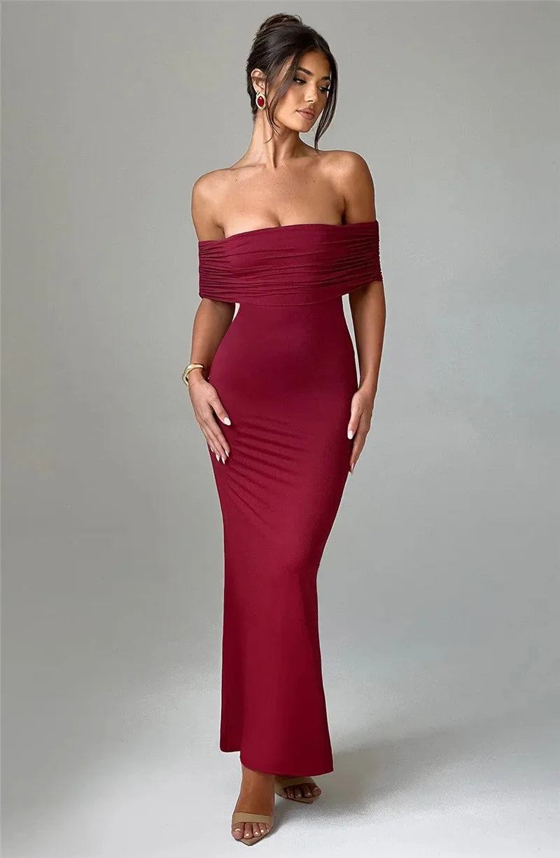 Strapless Backless Off-Shoulder Bodycon Maxi Dress