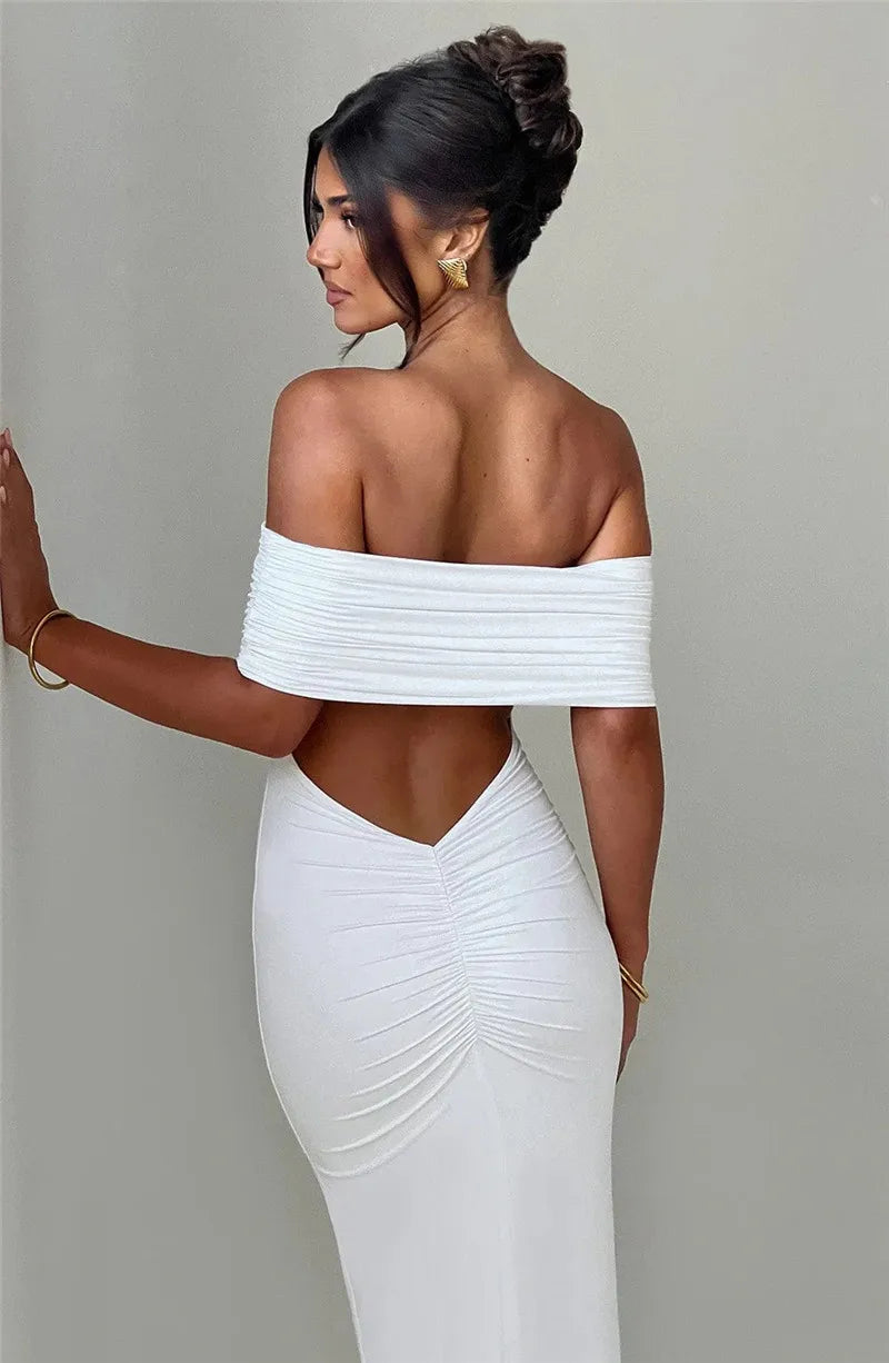 Strapless Backless Off-Shoulder Bodycon Maxi Dress